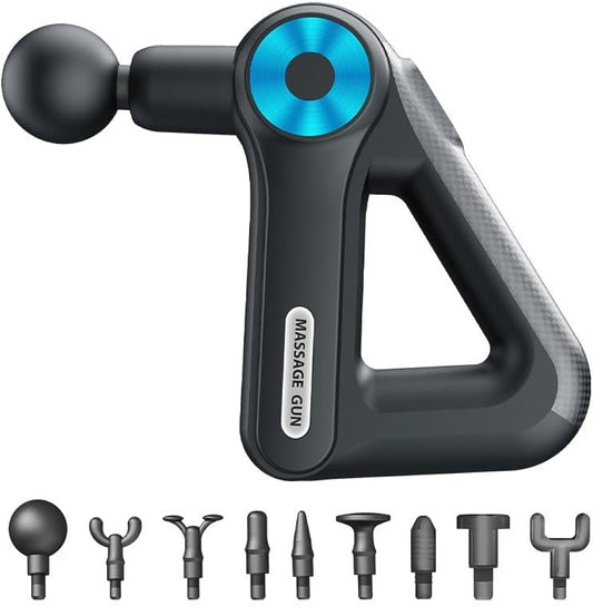 FitWell Deep Tissue Massage Gun – 9 Heads, Powerful Percussion Therapy for Muscle Recovery & Pain Relief 1 Year Warranty