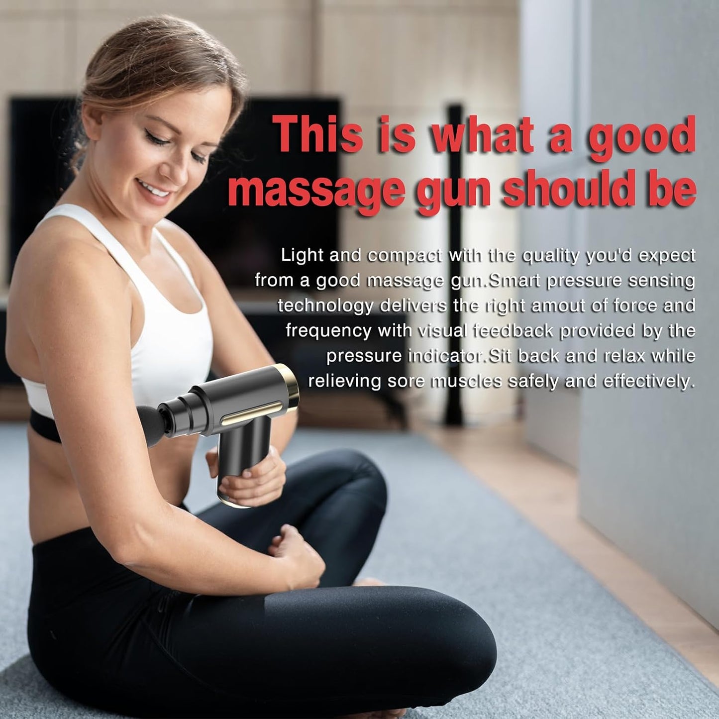 FitWell Massage Gun Deep Tissue for Pain Relief with 4 Massage Heads & 6 Speeds, Electric Body Massager for Any Pain Relief, Best Gifts for Dad and Mom 1 Year Warranty