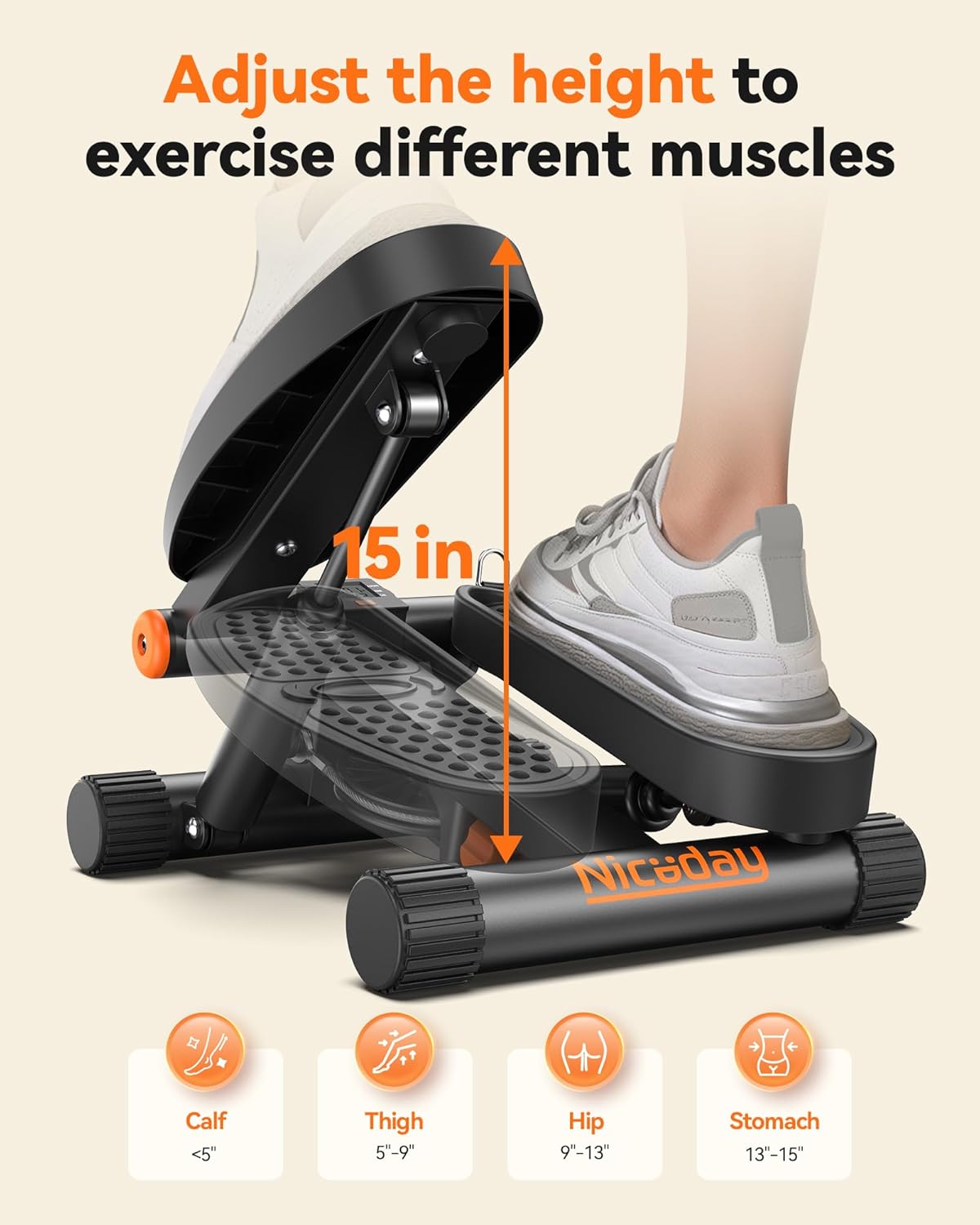 FitWell FitStep Stepper with Resistance Bands, LCD Monitor – Compact Full-Body Workout 180 kg Weight Capacity 2 Year Warranty