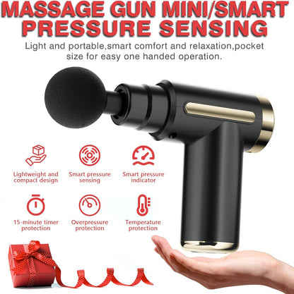 FitWell Massage Gun Deep Tissue for Pain Relief with 4 Massage Heads & 6 Speeds, Electric Body Massager for Any Pain Relief, Best Gifts for Dad and Mom 1 Year Warranty
