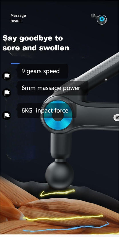 FitWell Deep Tissue Massage Gun – 9 Heads, Powerful Percussion Therapy for Muscle Recovery & Pain Relief 1 Year Warranty