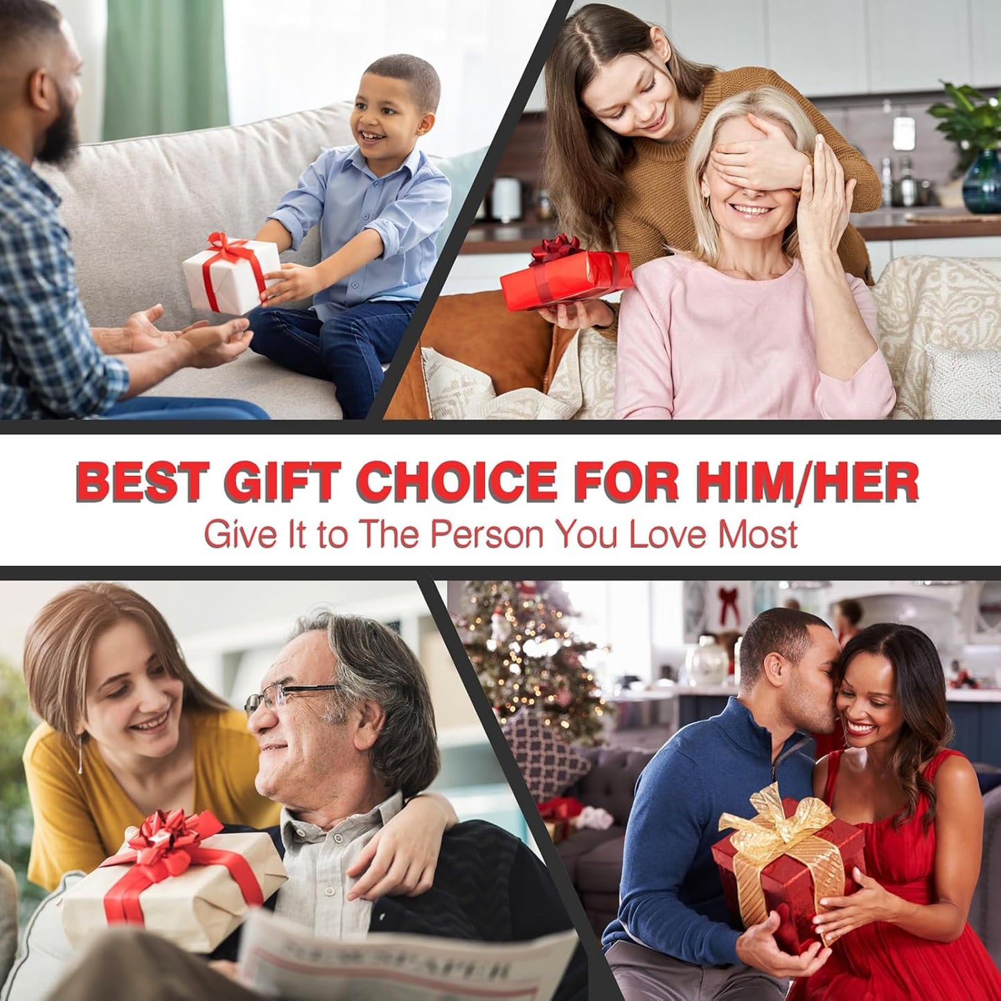 FitWell Massage Gun Deep Tissue for Pain Relief with 4 Massage Heads & 6 Speeds, Electric Body Massager for Any Pain Relief, Best Gifts for Dad and Mom 1 Year Warranty