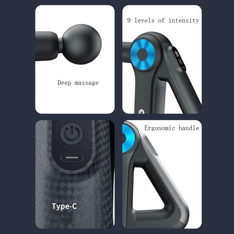 FitWell Deep Tissue Massage Gun – 9 Heads, Powerful Percussion Therapy for Muscle Recovery & Pain Relief 1 Year Warranty